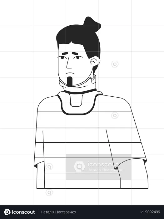 Unhappy guy has neck injury  Illustration