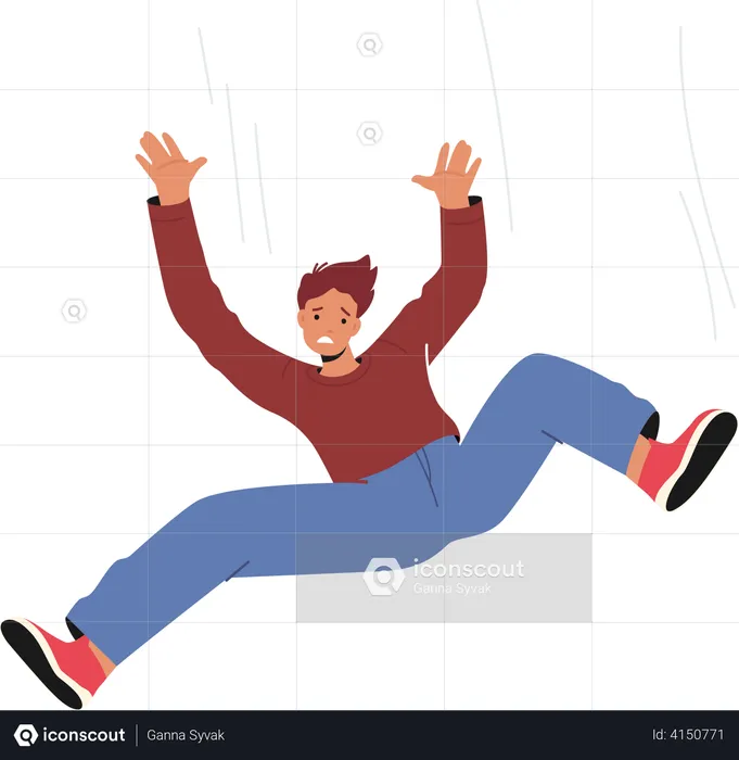 Unhappy man falling from height  Illustration