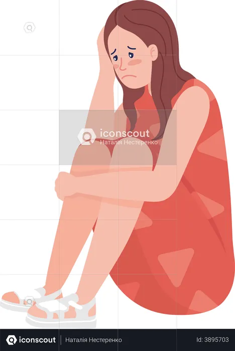 Unhappy teenager girl  Illustration