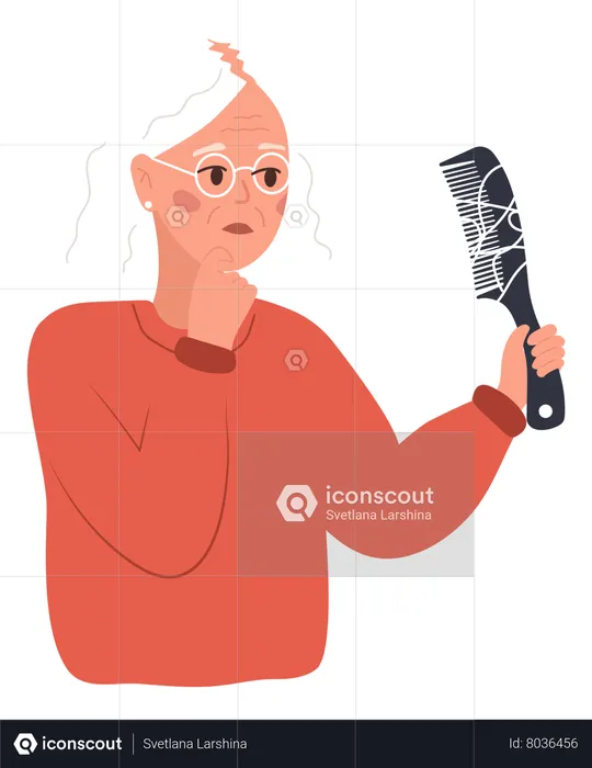 Unhappy woman lost her hair  Illustration