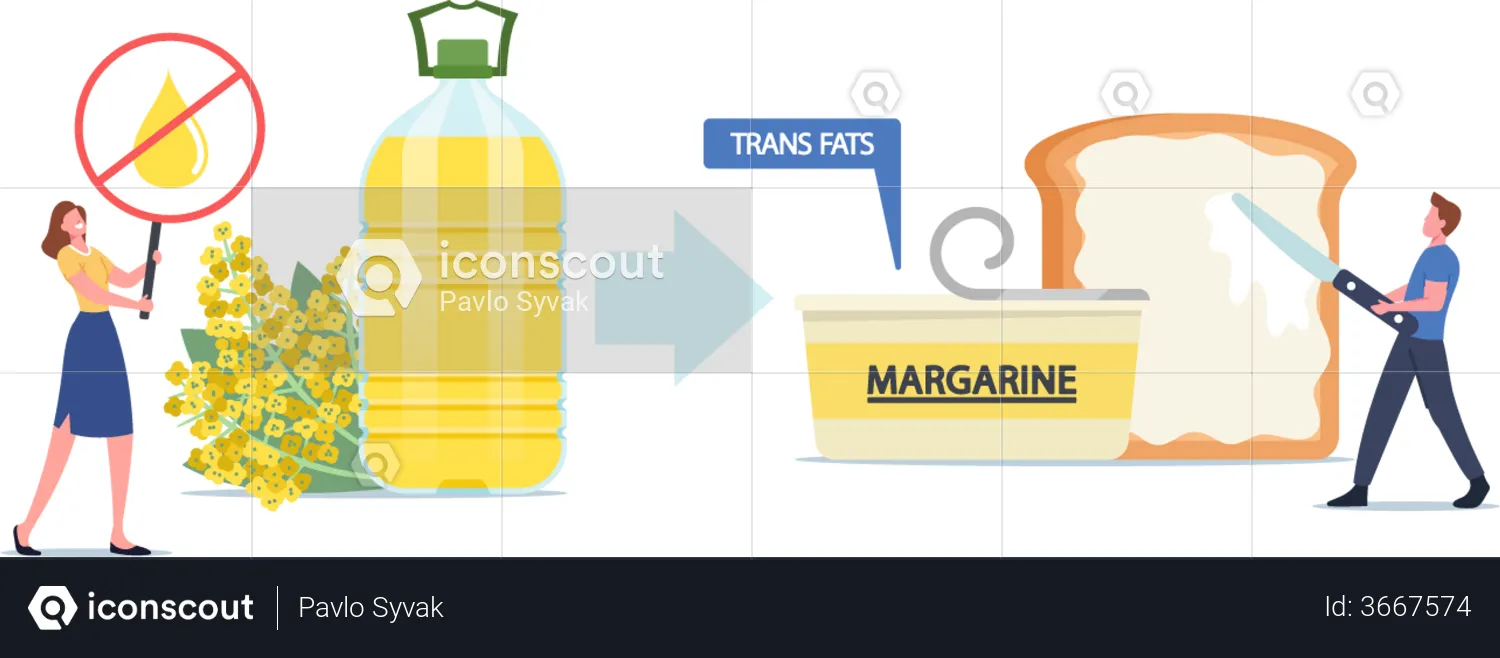 Unhealthy Trans Fats Eating  Illustration