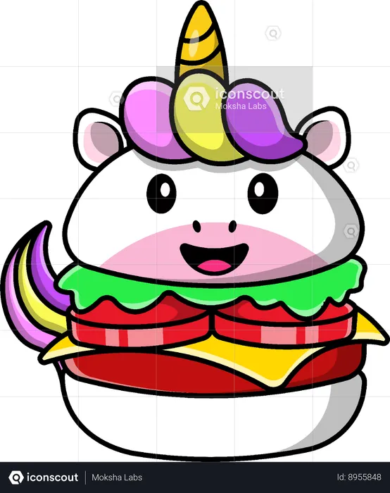 Unicorn Burger  Illustration
