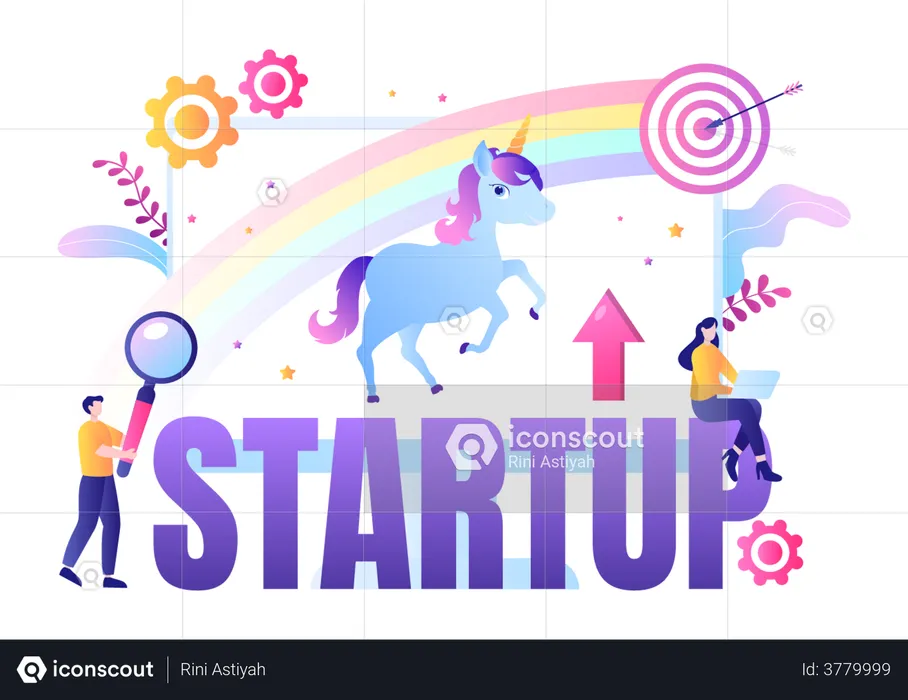 Unicorn business startup  Illustration