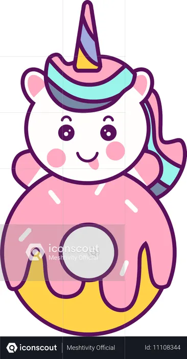 Unicorn with donut  Illustration
