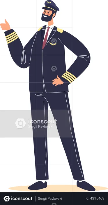 Piloto civil vestindo uniforme  Ilustração