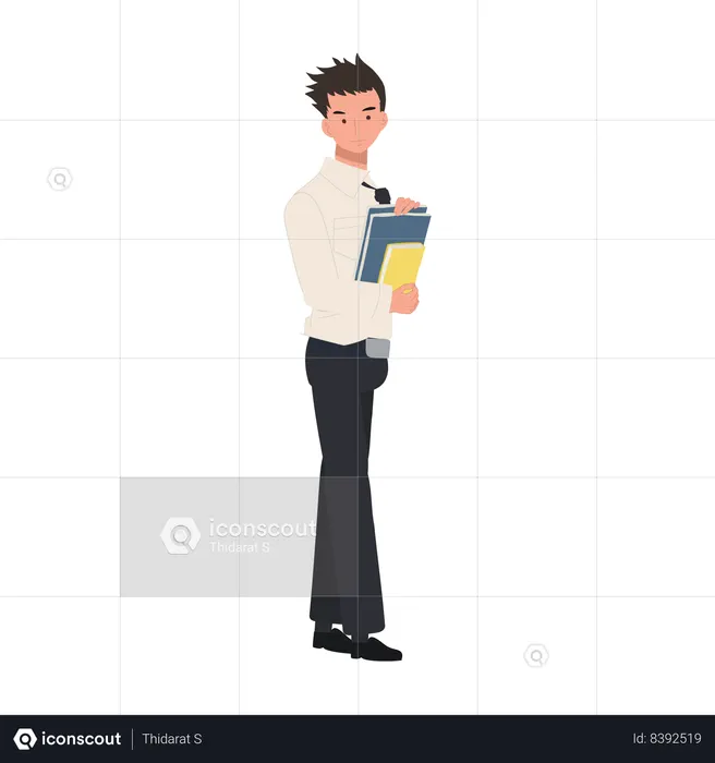 University Student Holding Books  Illustration