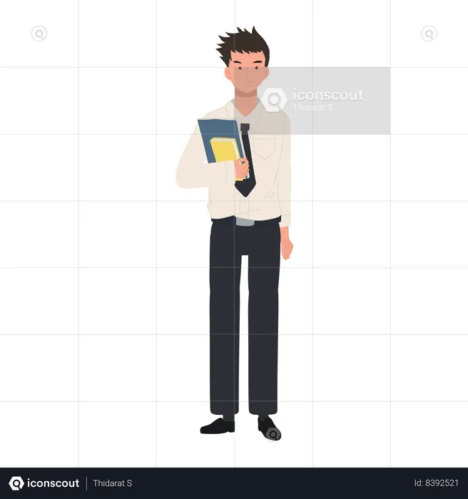 University Student Holding Books  Illustration