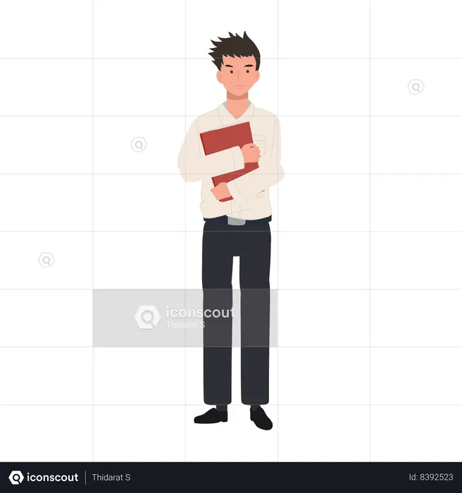 University Student Holding Books  Illustration