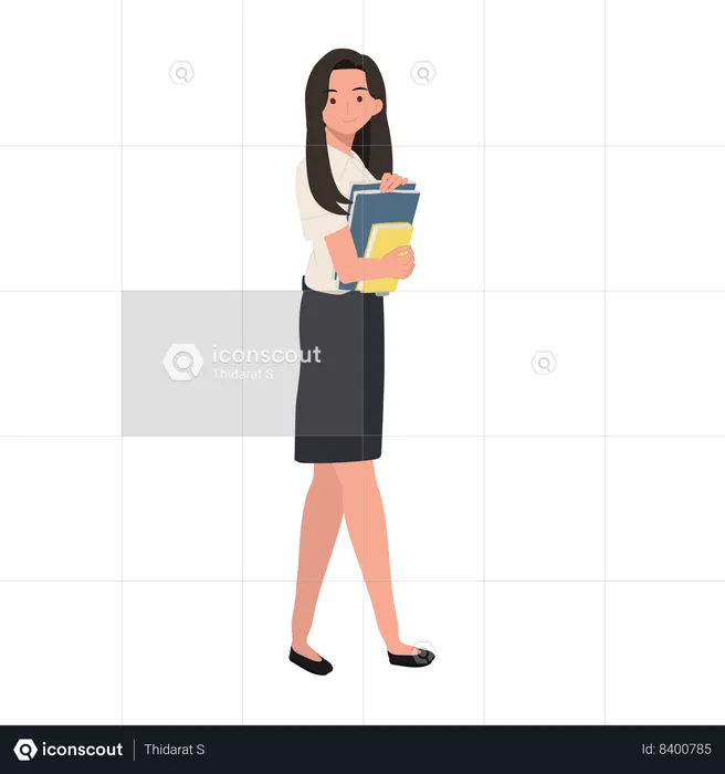 University Student in Uniform Holding Books  Illustration