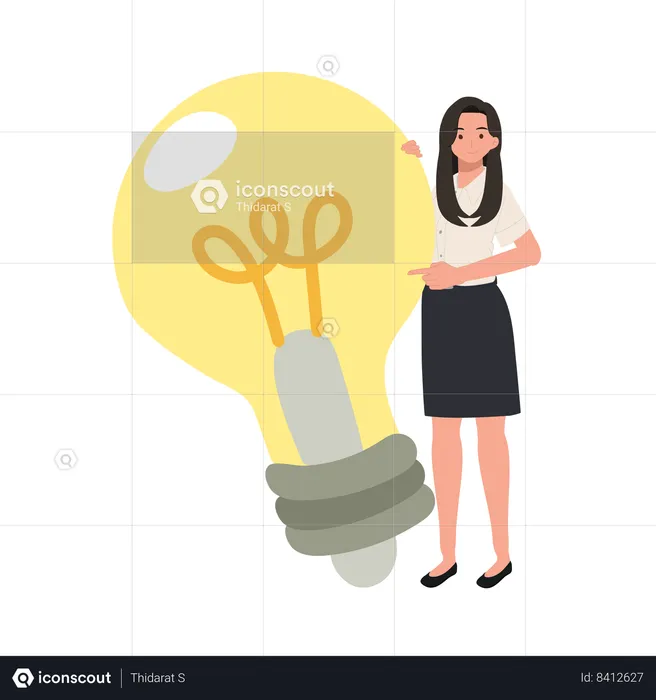 University Student with big Light Bulb Idea  Illustration