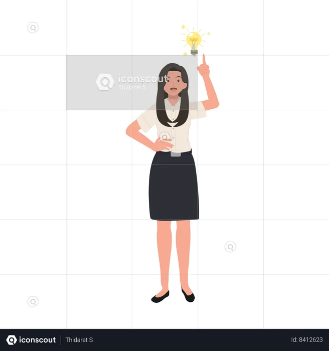 University Student with Light Bulb Idea  Illustration