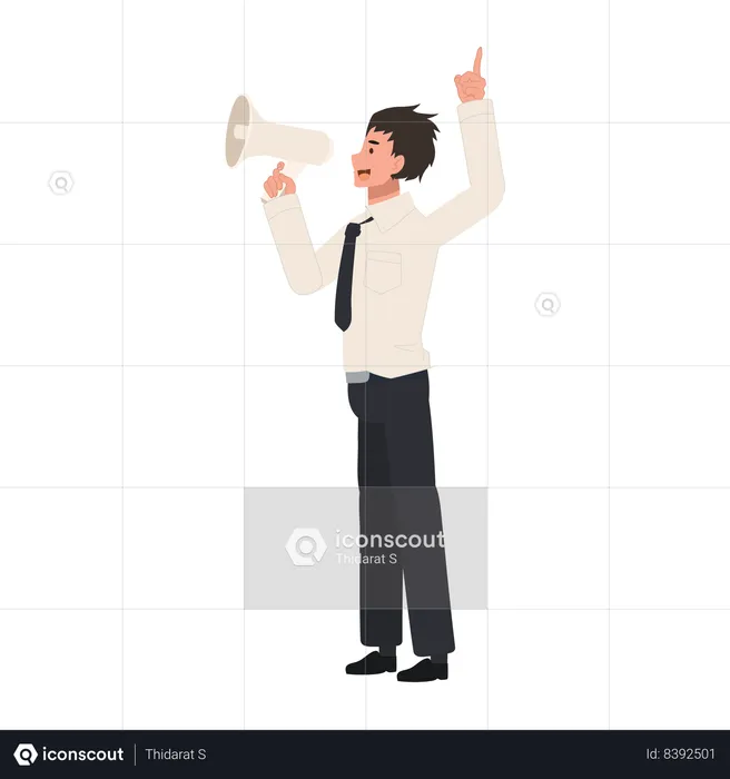 University Student with Megaphone  Illustration