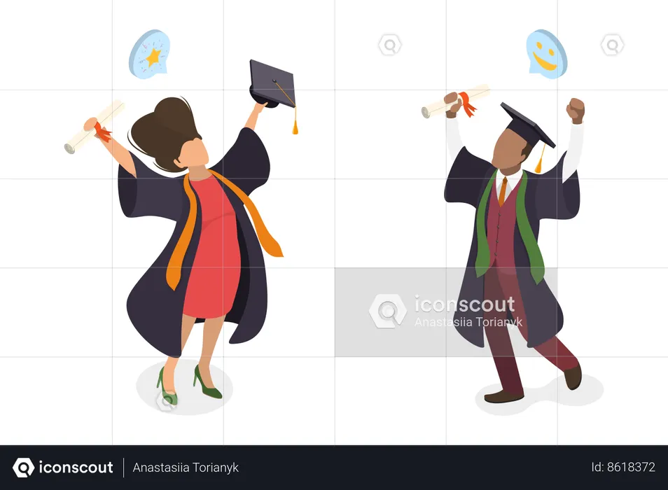 University Students Graduation  Illustration