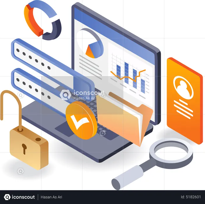 Unlock personal account analysis security  Illustration