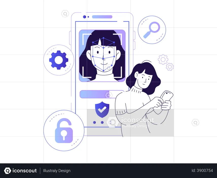 Unlock phone using face recognition  Illustration