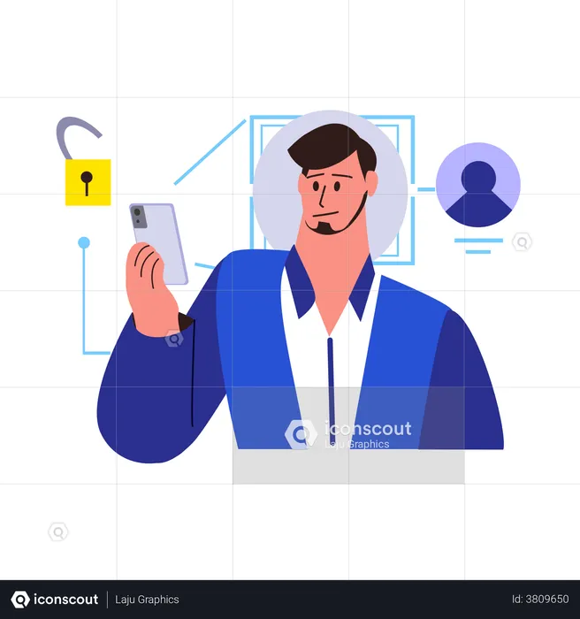 Unlock phone using face recognition  Illustration