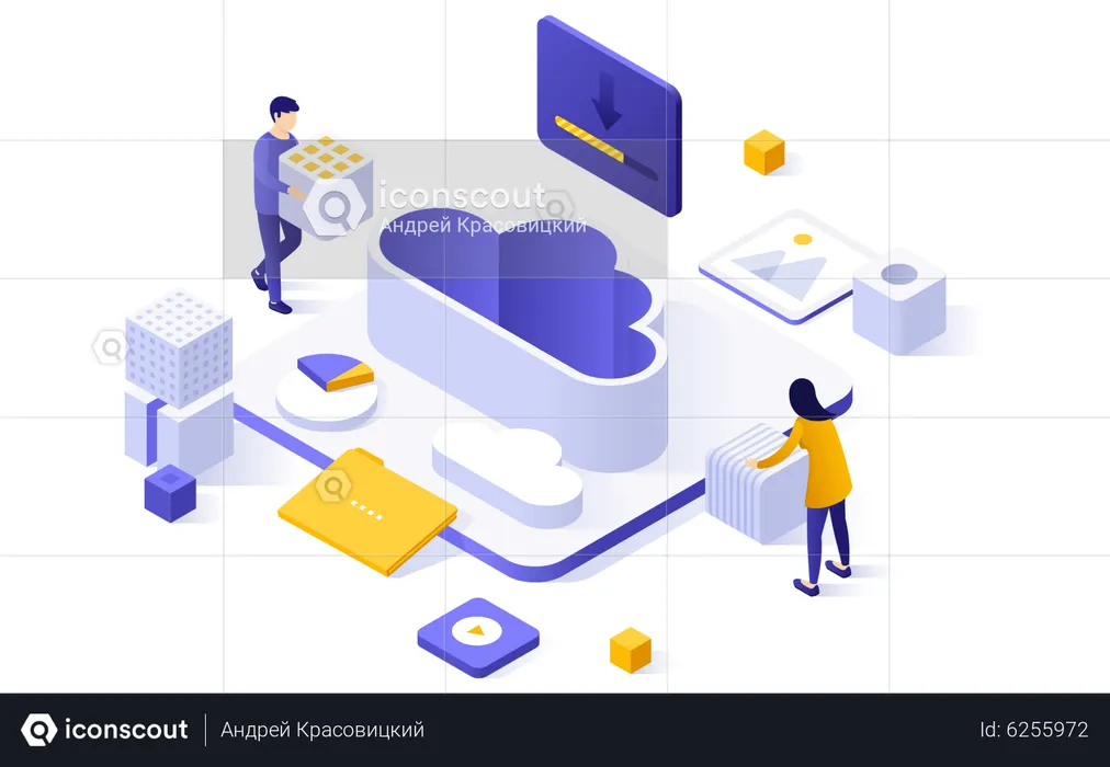 Unternehmen nutzen Cloud-Technologie  Illustration