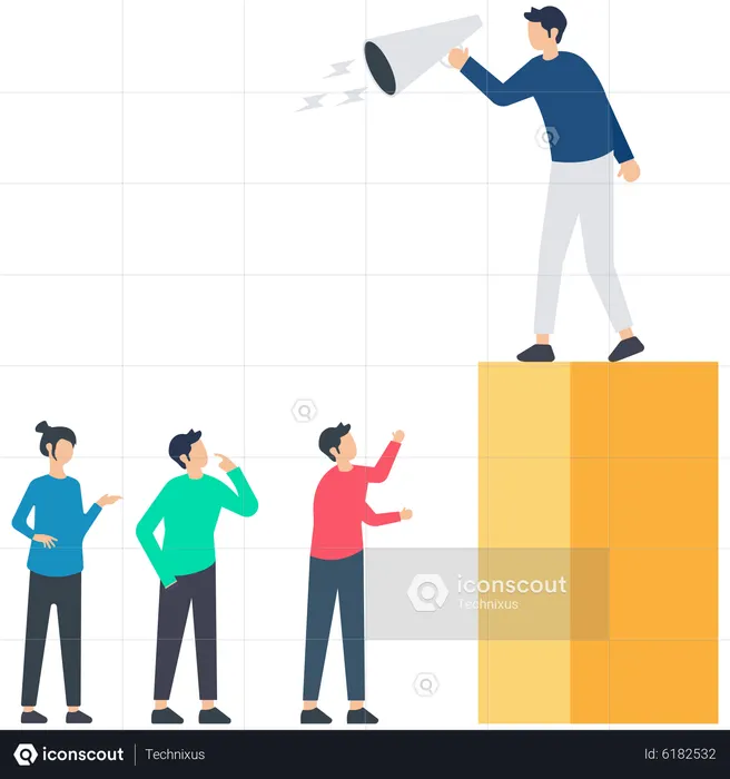 Unternehmensleiter kündigt dem Team an  Illustration