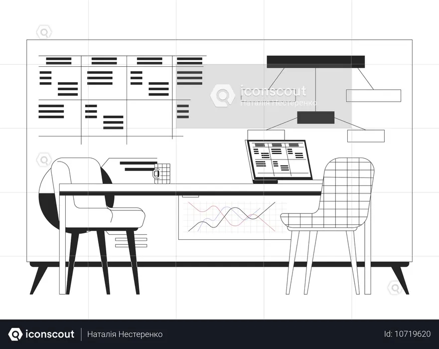 Präsentationstisch für die strategische Planung des Unternehmens  Illustration