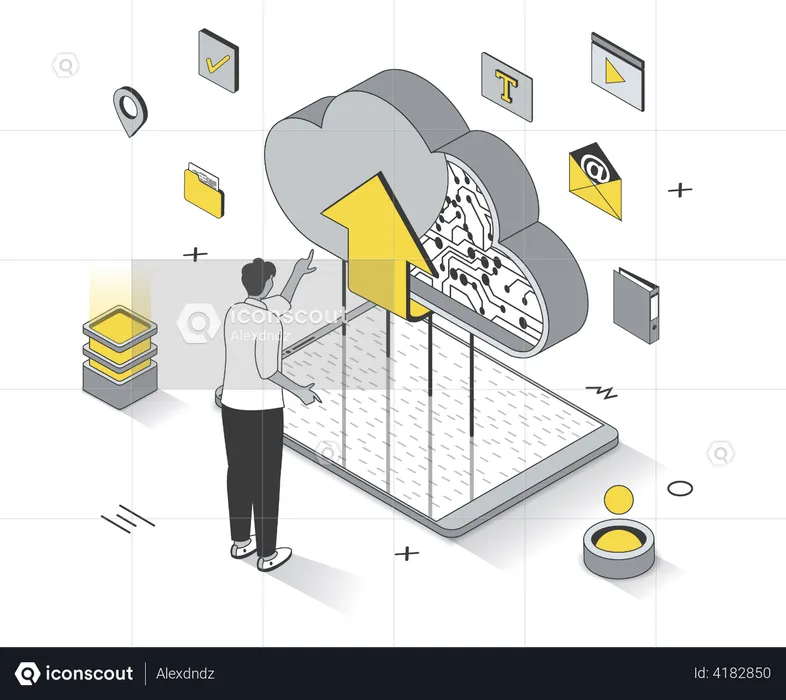 Upload data to cloud storage  Illustration