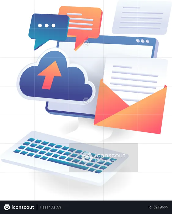 Upload email to cloud server  Illustration