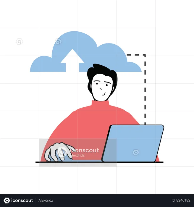 Uploading data on cloud  Illustration