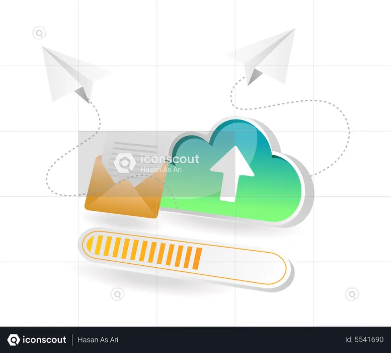 Uploading Mail To Cloud  Illustration