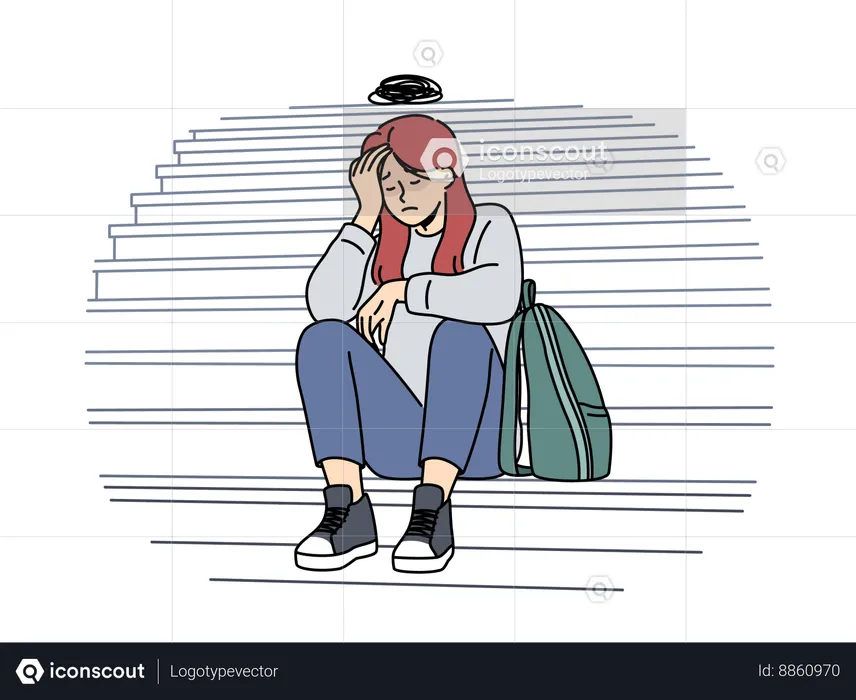 Upset girl needs psychological support to overcome complexes caused by bullying in college  Illustration
