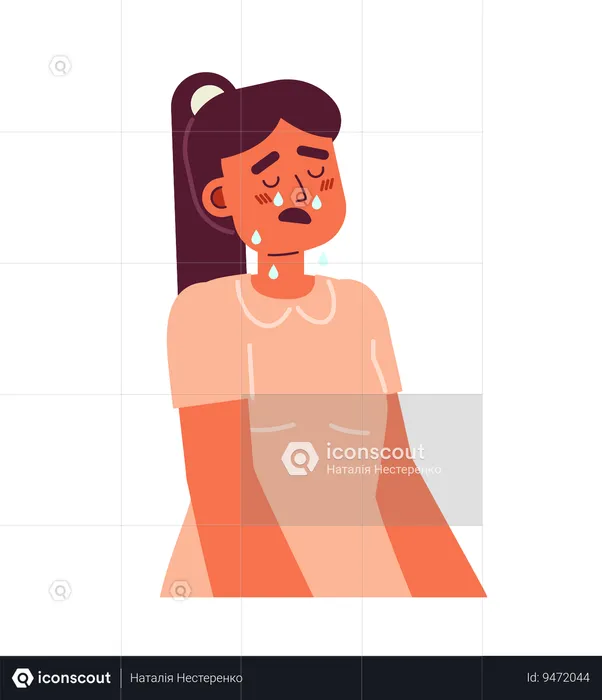 Upset girl with dropping tears and open mouth  Illustration