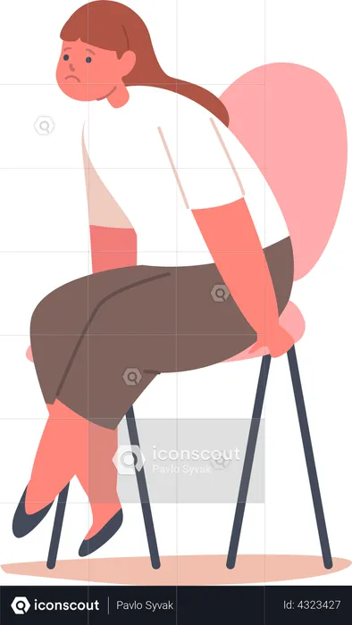 Upset Girl with Sad Face Sitting on Chair  Illustration