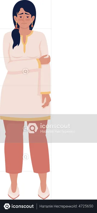 Upset woman in Indian national clothes  Illustration