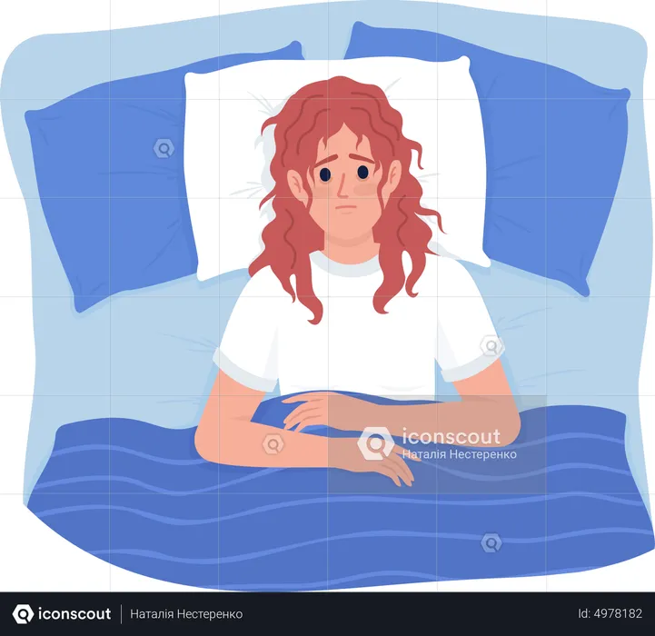Upset woman with insomnia  Illustration