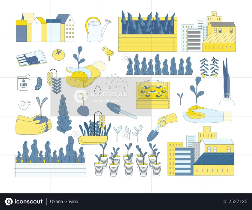 Urban farming and gardening  Illustration