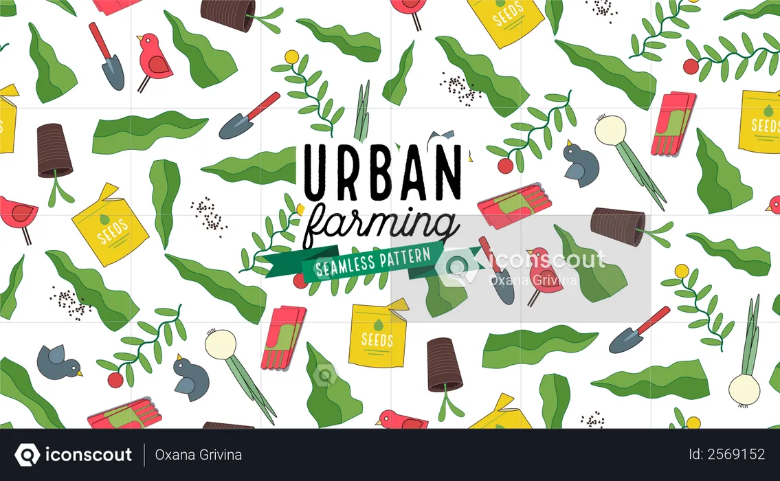 Urban farming and gardening pattern  Illustration
