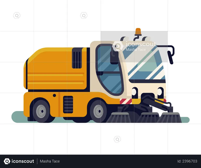 Urban sweeper truck  Illustration