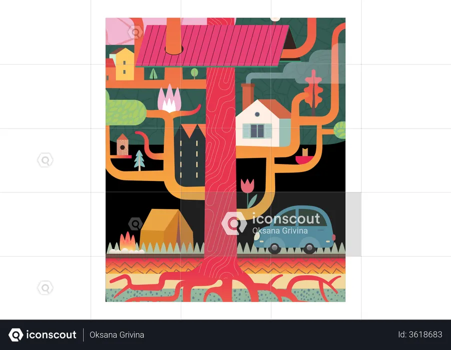 Urban Tree House  Illustration