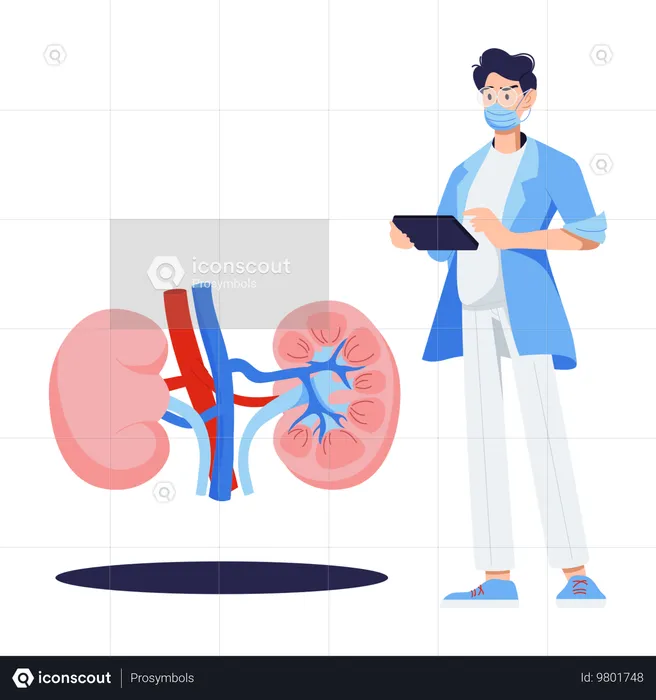 Urologist Works On Kidney Examination  Illustration