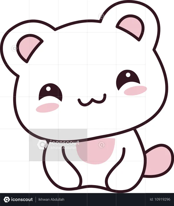 Personagem mascote animal urso branco fofo com expressão feliz  Ilustração