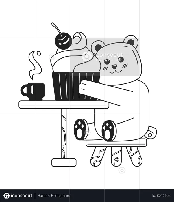 Urso tomando sorvete  Ilustração
