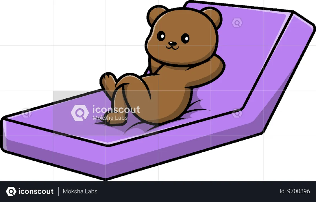 Urso Pardo Deitado Na Cama  Ilustração