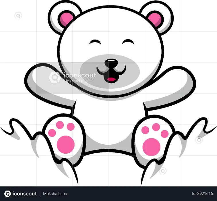 Urso polar deslizando no gelo  Ilustração