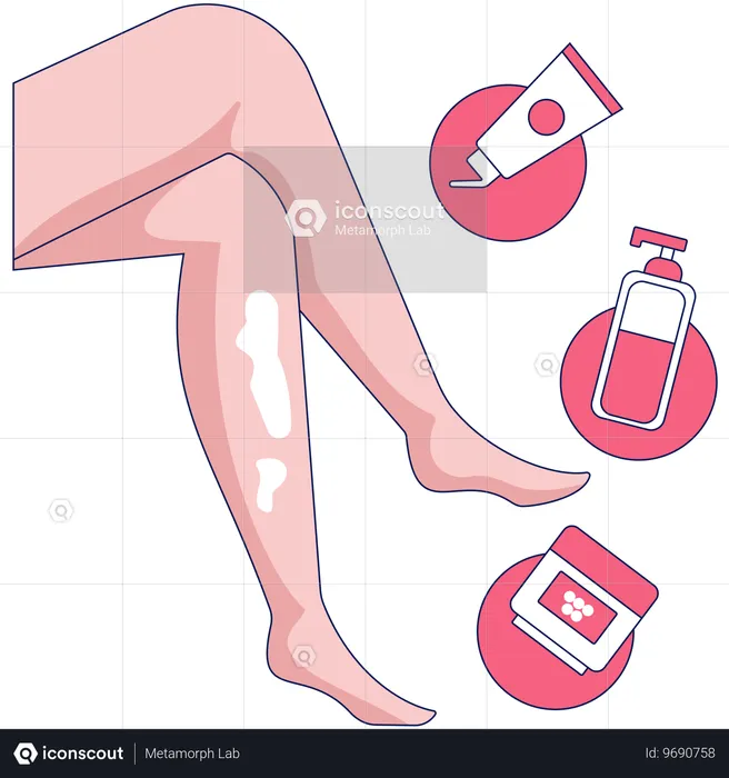 Usando loción corporal en la pierna  Ilustración