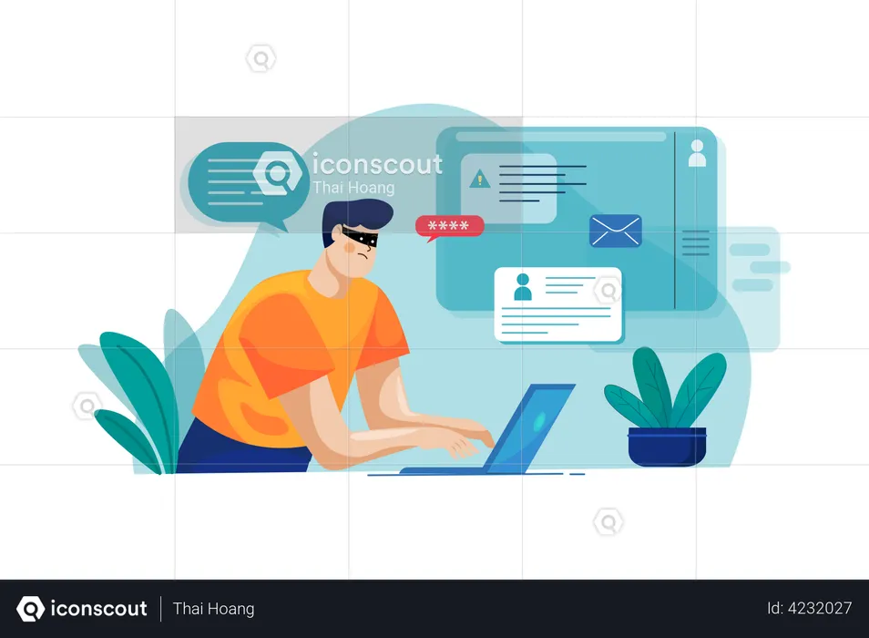 User account hacking  Illustration