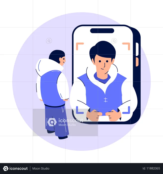 User doing Face Recognition  Illustration