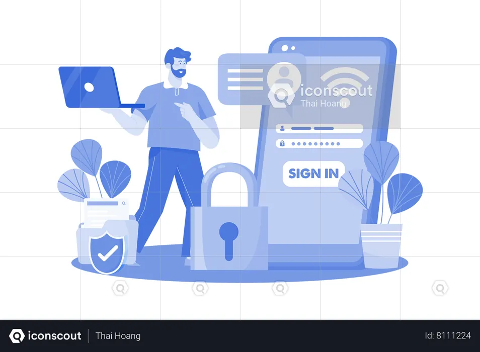 Users access emails from multiple devices  Illustration