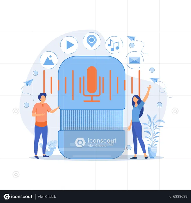 Users buying smart speaker applications  Illustration