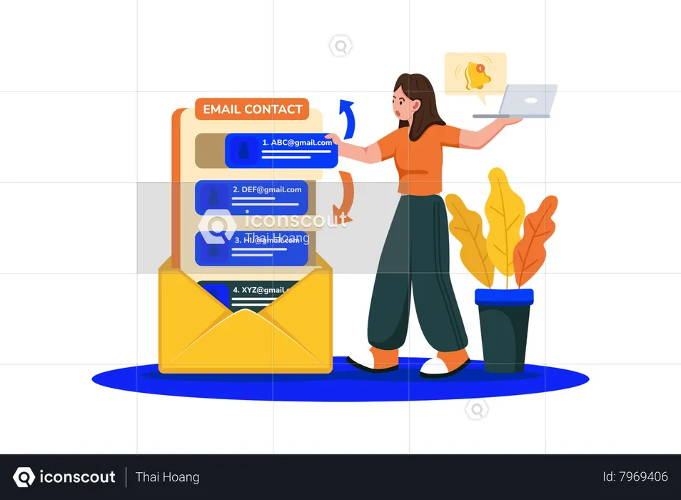 Users create and manage contact lists  Illustration