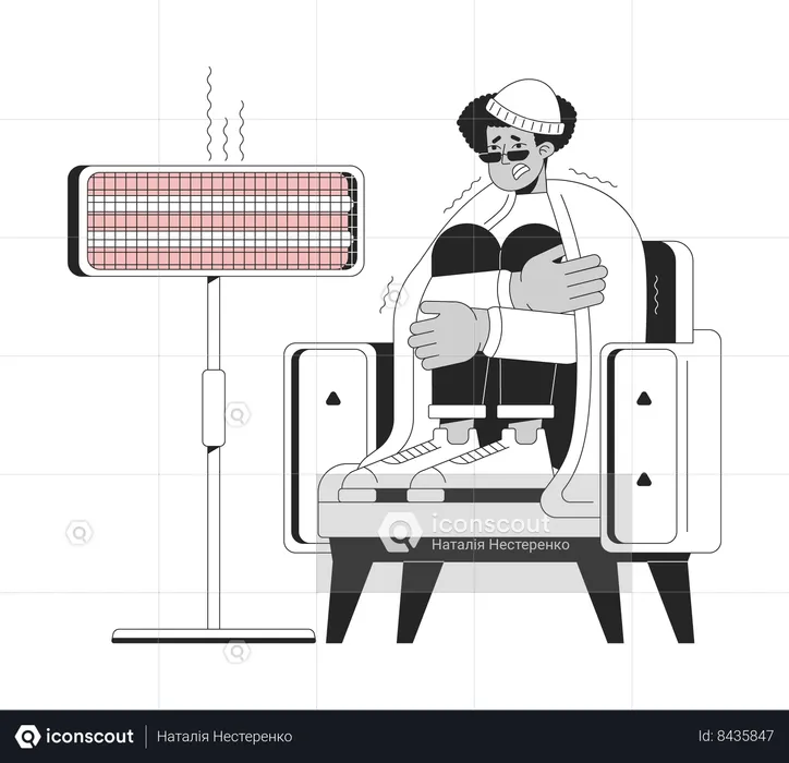 Using electric heater in winter  Illustration