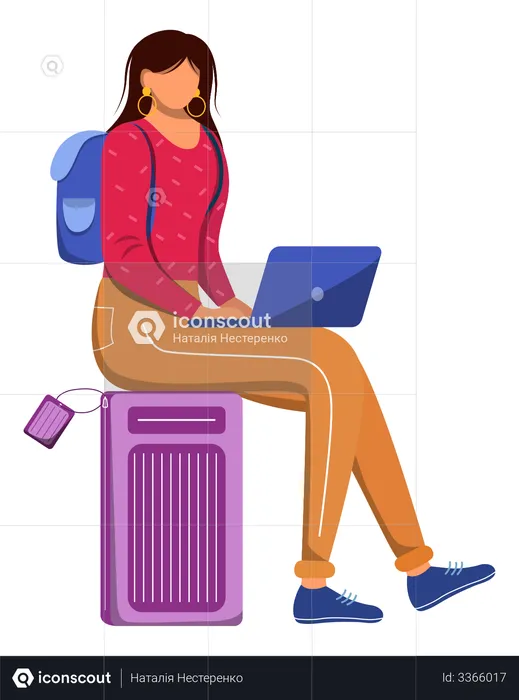 Using laptop during travelling  Illustration