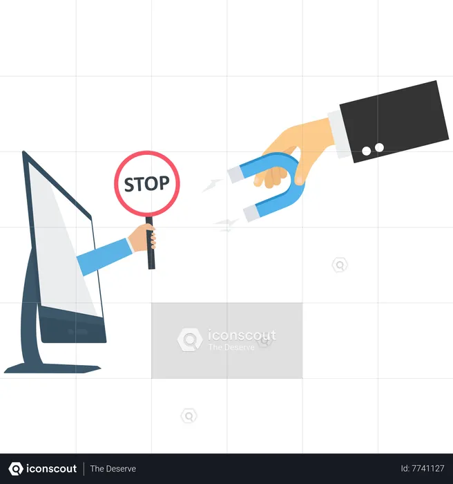 Using magnet to stop work  Illustration